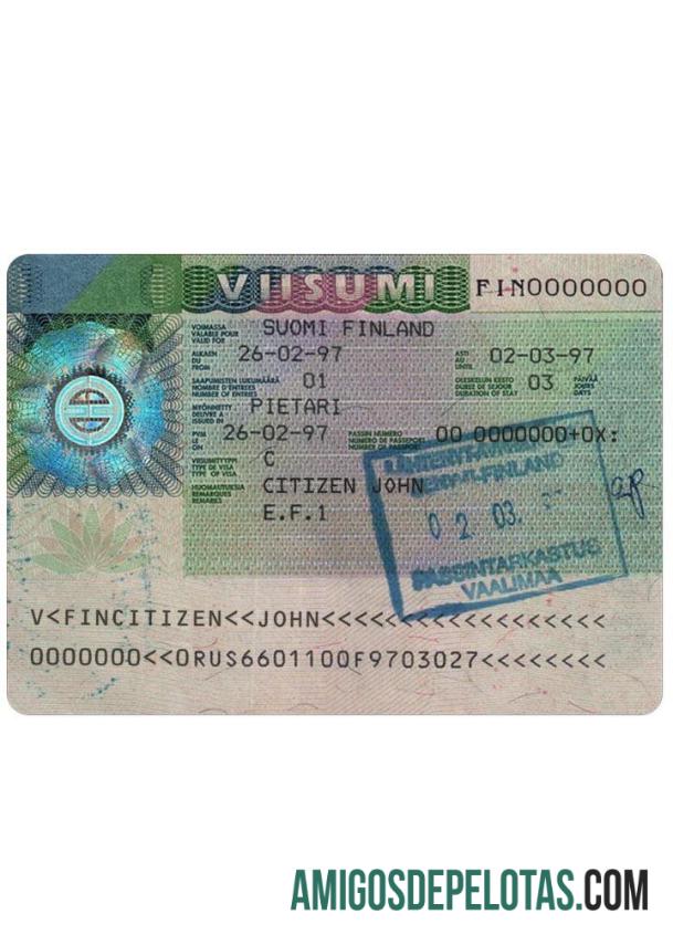 Visto para FINLÂNDIA amostra